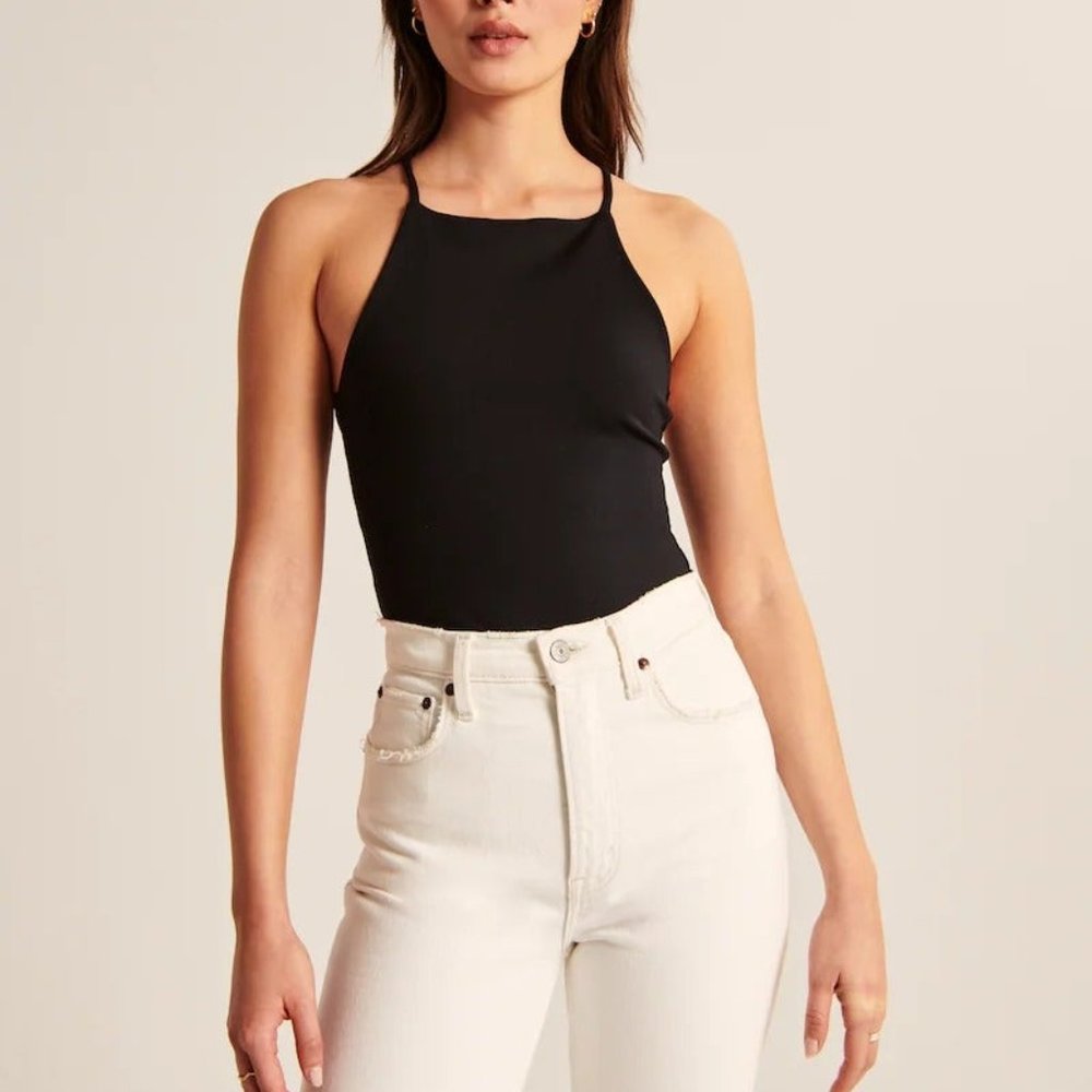 NWT Abercrombie Double-layered Seamless Fabric Boatneck Bodysuit M Medium